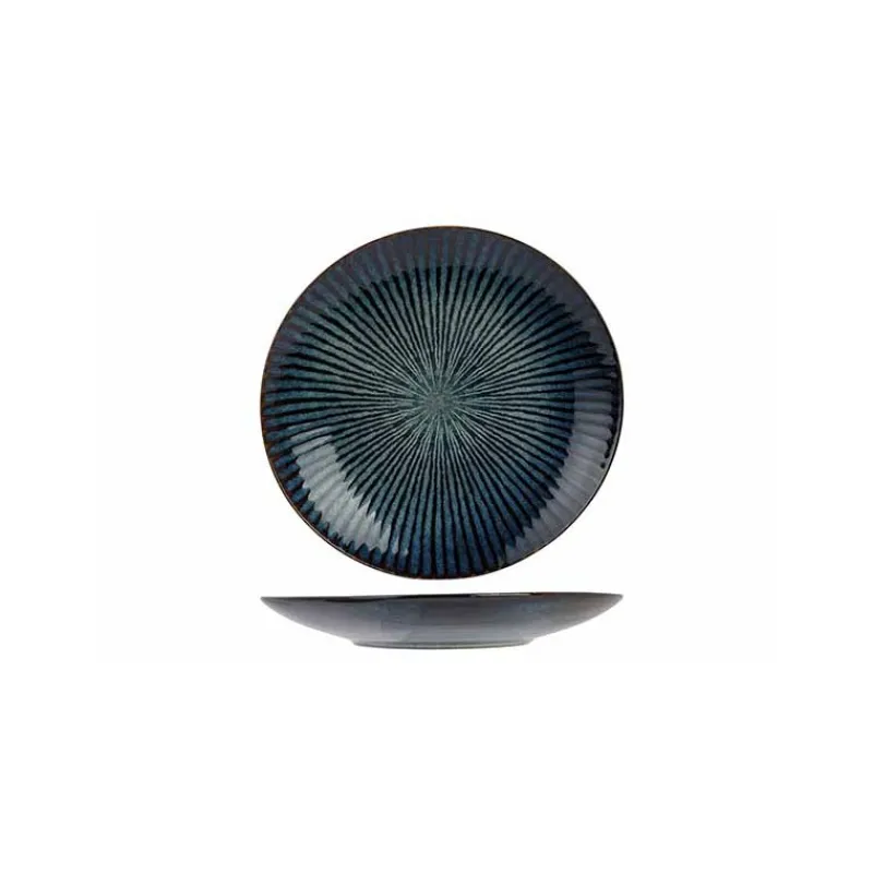 Les Secrets du Chef Aardewerk^Atlantis Stripe Azuurblauwe Ombré Bord Plat Bord 27,5 cm