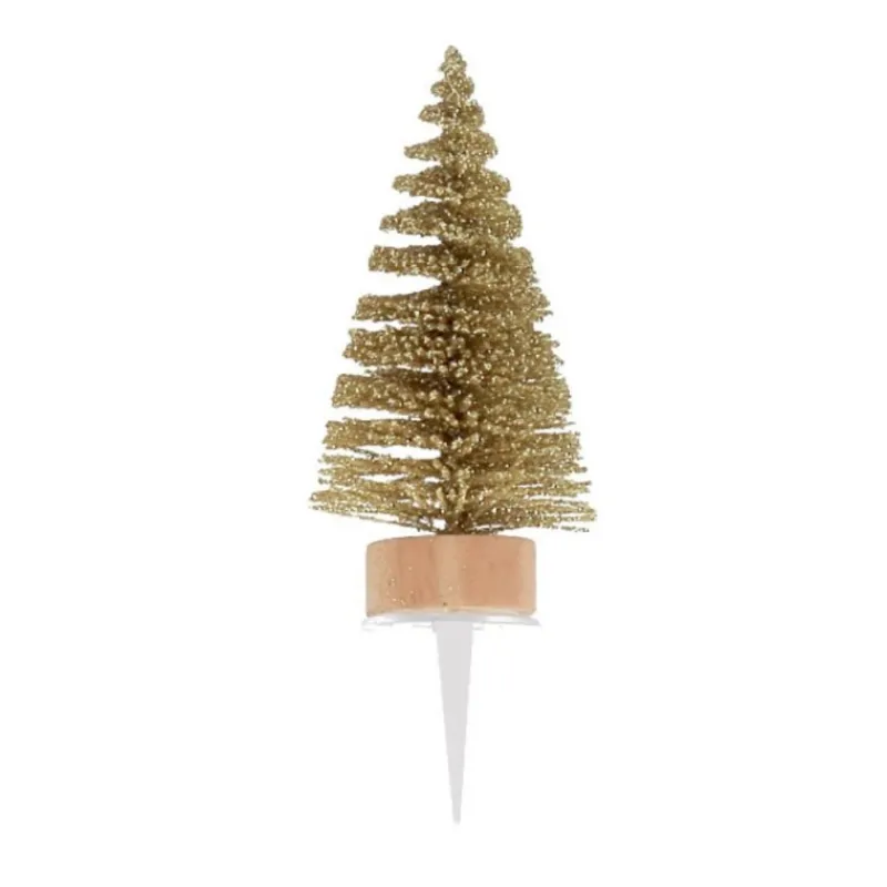 Les Secrets du Chef Decoratie^Decoratie voor Kerstlog/Gebak Gouden Kerstboom 9 cm