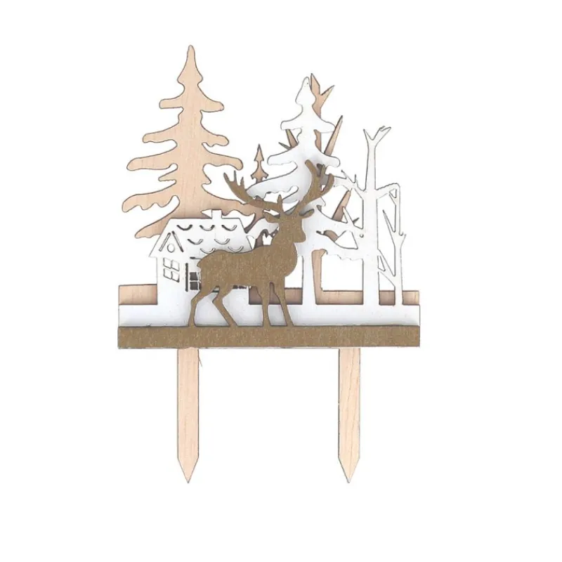 Les Secrets du Chef Decoratie^Decoratie voor Kerstlog/Gebak Houten Kerstbos 10x7 cm