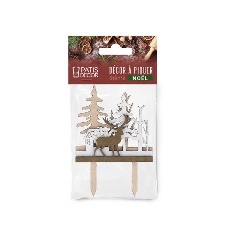 Les Secrets du Chef Decoratie^Decoratie voor Kerstlog/Gebak Houten Kerstbos 10x7 cm