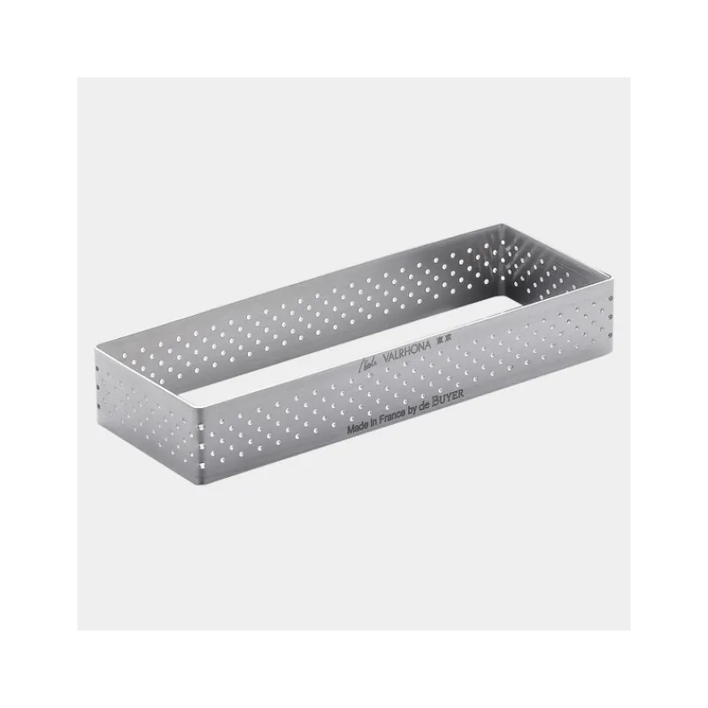 Les Secrets du Chef Gebak Keukengerei^Geperforeerde Rechthoekig Taartvorm Valrhona 28x11 cm
