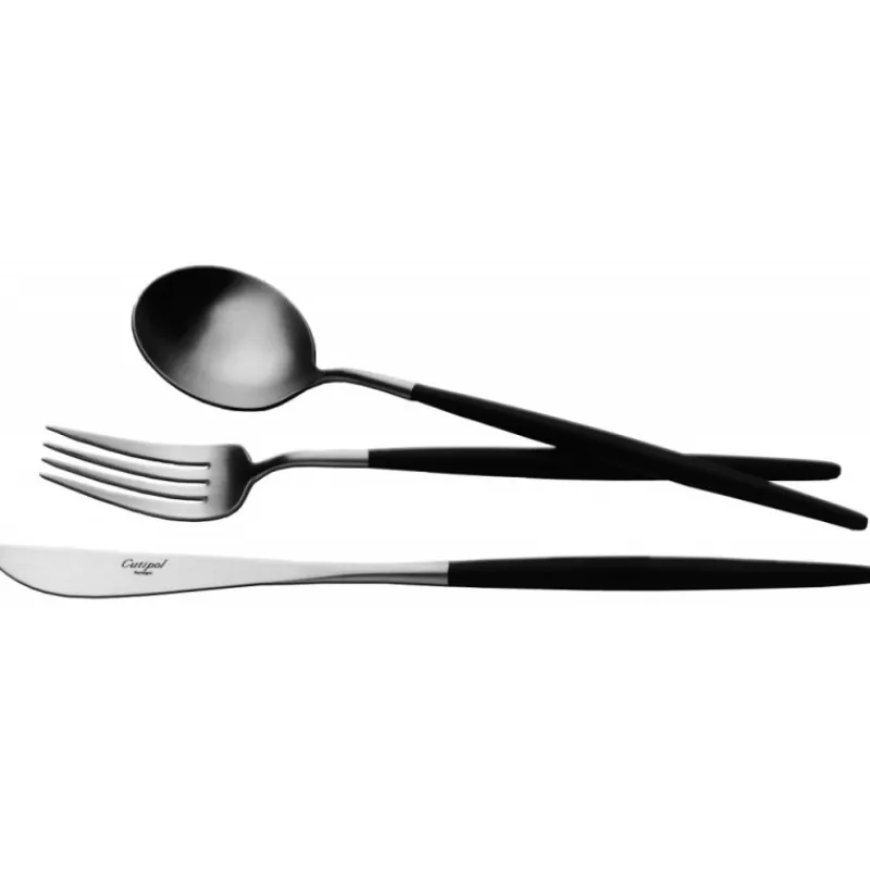 Les Secrets du Chef Bestek^Goa Bestekset 130 dlg Mat Staal Zwart Heft + Bestekkoffer