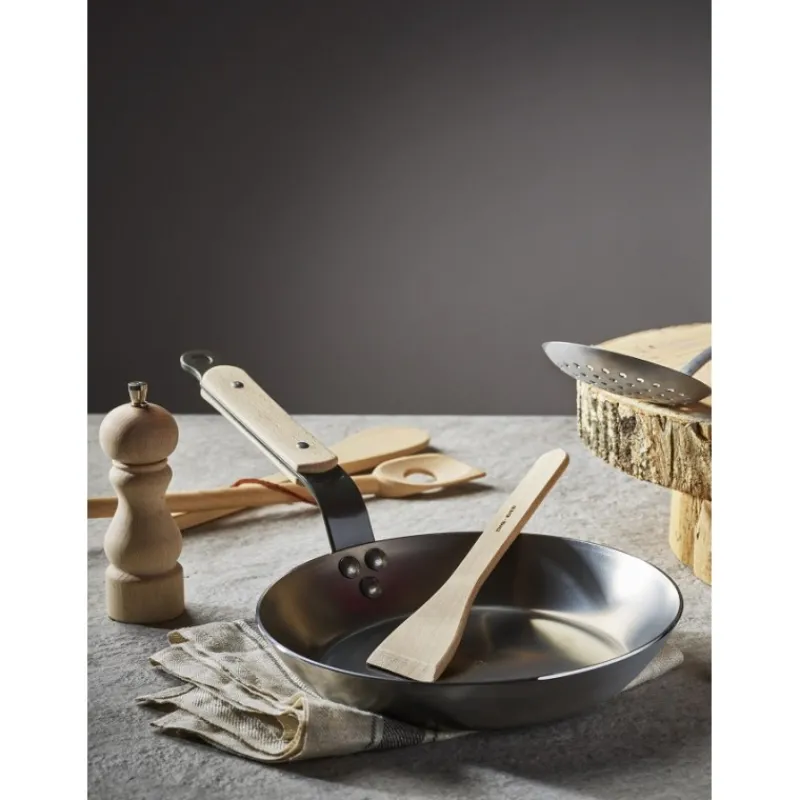 Les Secrets du Chef Rvs En Staal Koekenpannen^Houten Mineral B Stalen Koekenpan 28 cm
