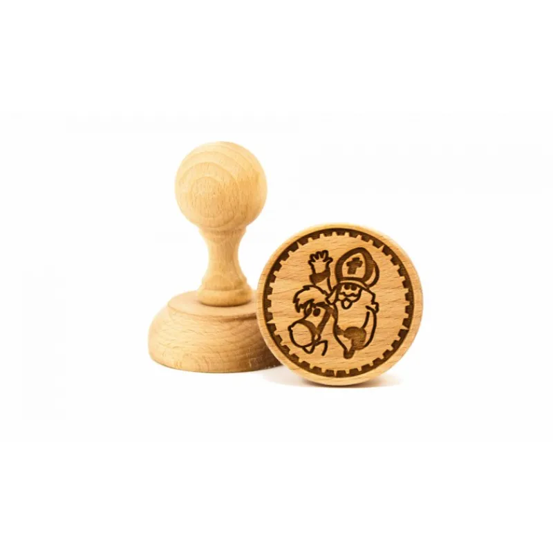 Les Secrets du Chef Gebak Keukengerei^Houten Stempel Decoratie Sinterklaas voor Koekjes 6 cm