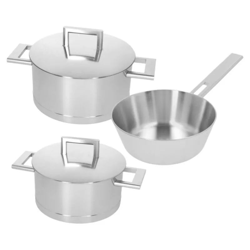 Les Secrets du Chef Roestvrij Stalen Potten En Pannen^John Pawson 7 Primeur Kookpottenset RVS 3 dlg