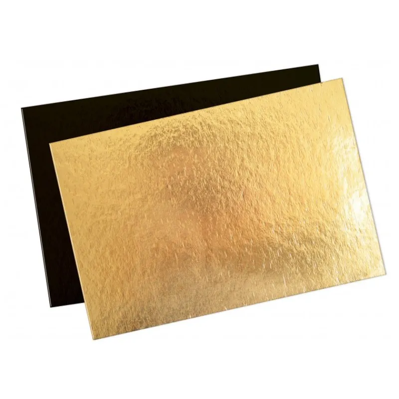 Les Secrets du Chef Gebak Keukengerei^Kartonnen Plateau voor Taart, cake taart rechthoekige 20x30 cm Goud Zwart 5 Stks