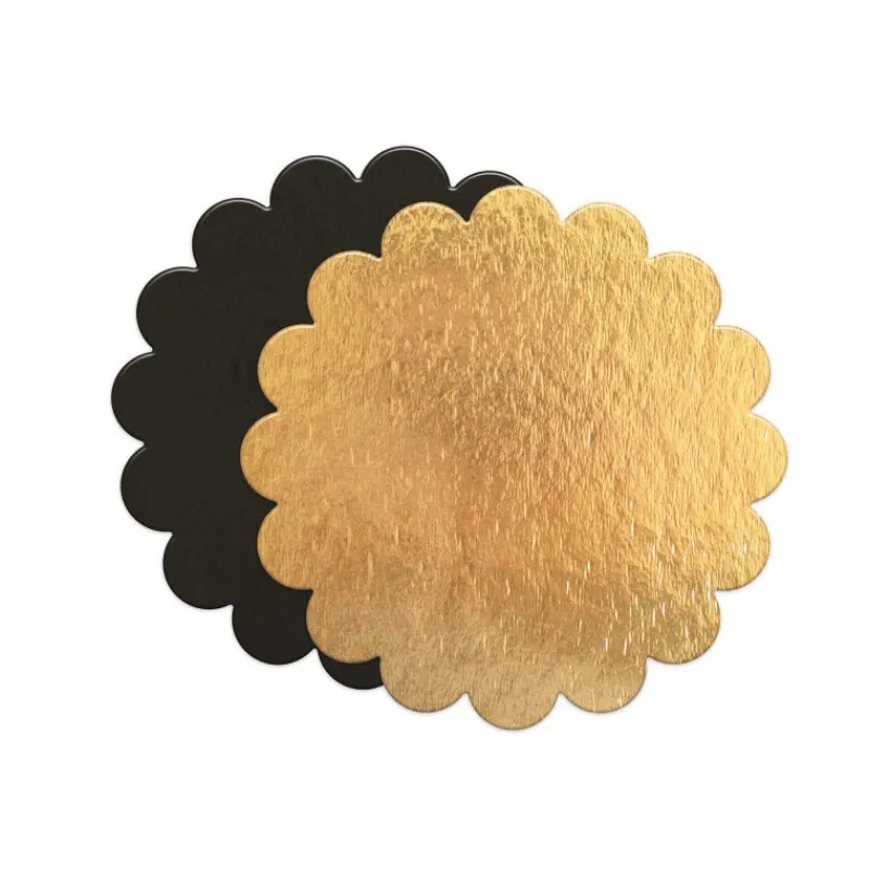 Les Secrets du Chef Gebak Keukengerei^Kartonnen Rond Plateau voor Taart, cake, gebak 24 cm Goud en Zwart 5 stuks