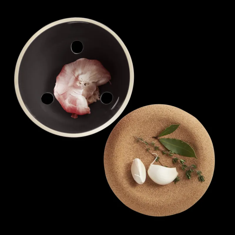 Les Secrets du Chef Organisatie En Opberg^Knoflookpot met Deksel 1 L Mat Zwart Truffel
