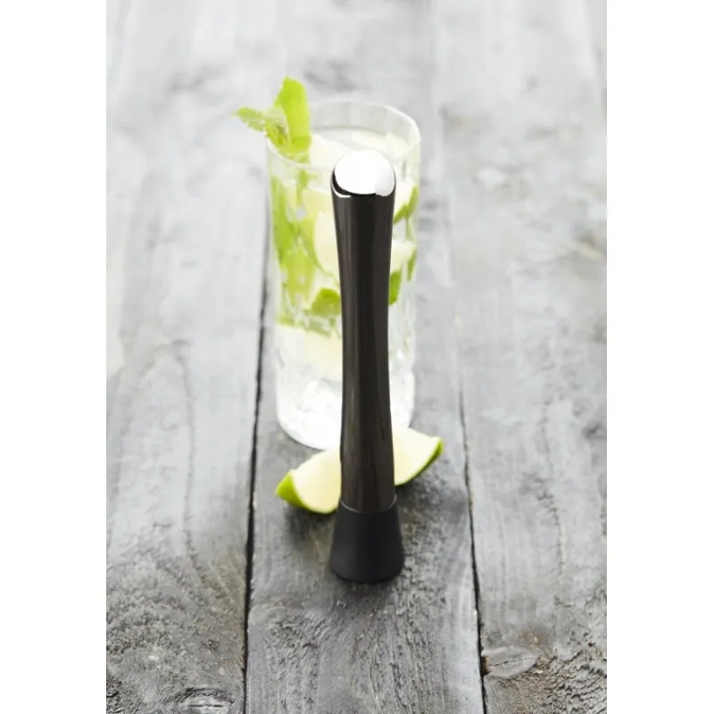Les Secrets du Chef Accessoires Voor Cocktails^Metallic zwarte roestvrijstalen cocktail muddler