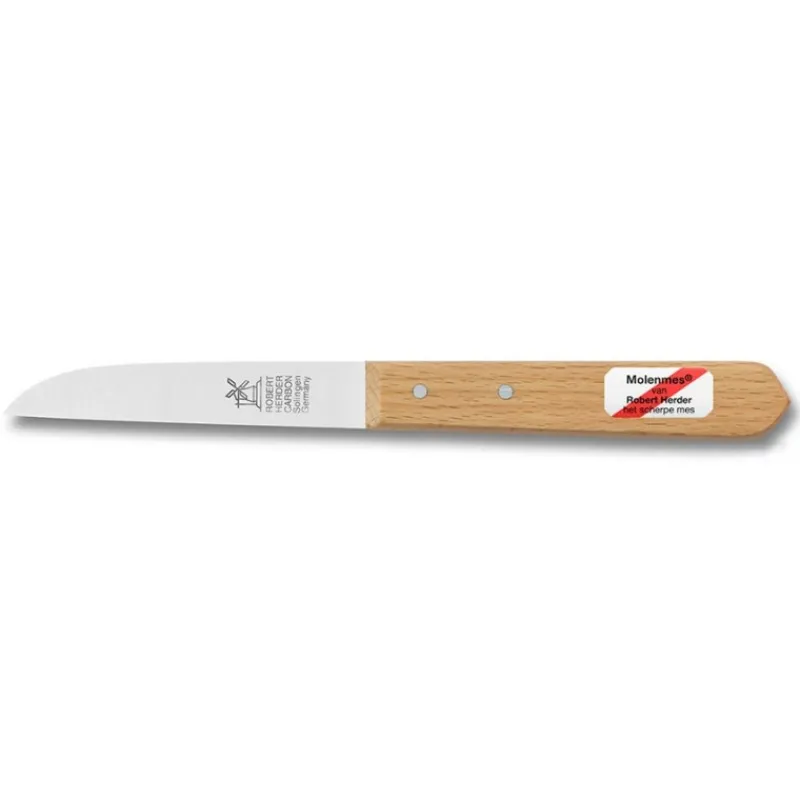 Les Secrets du Chef Stalen Keukenmessen^Officemes Carbon Lemmet Beukenhout Handvat 8,5 cm