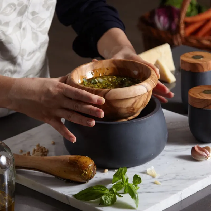 Les Secrets du Chef Ecocheques | Vijzels En Stampers^Olijfhouten Stamper 18 cm