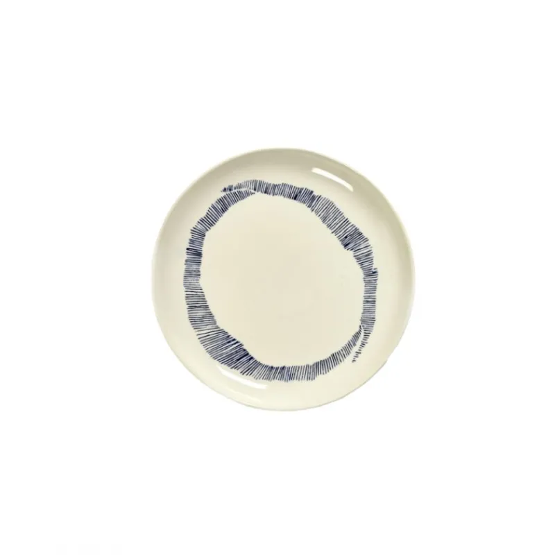 Les Secrets du Chef Aardewerk^Ottolenghi Feast Bord Wit Swirl - Stripes Blauw 19 cm