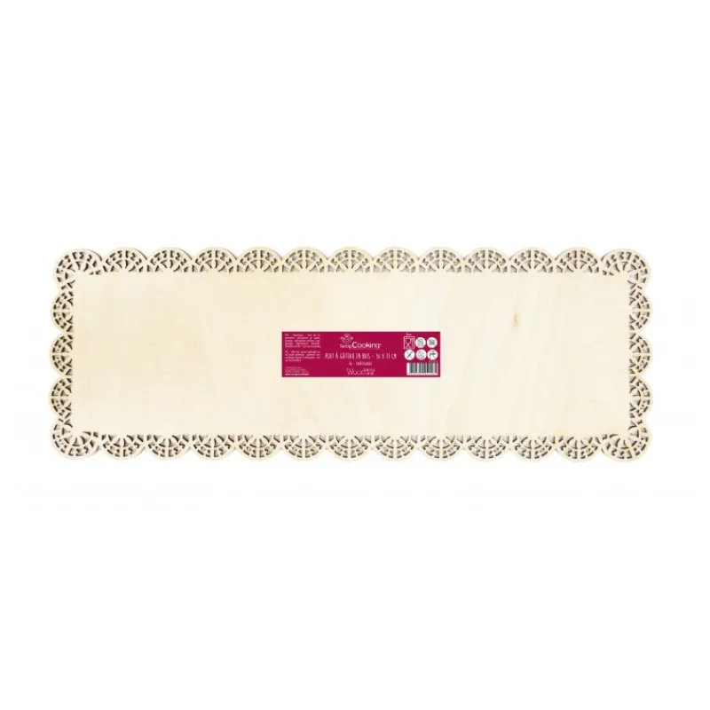 Les Secrets du Chef Gebak Keukengerei^Rechthoekige Houten Taarthouder 36x13 cm