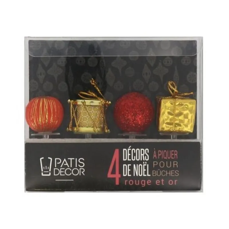 Les Secrets du Chef Decoratie^Rode en Gouden Decoraties voor Kerstlog