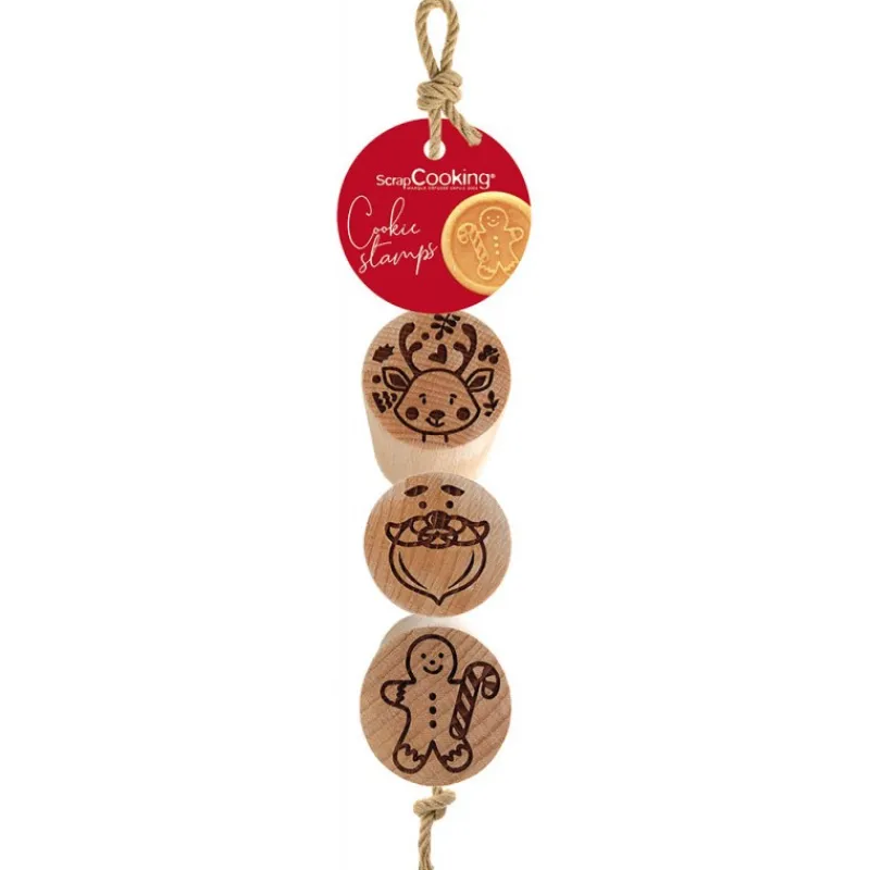 Les Secrets du Chef Gebak Keukengerei^Set van 3 Houten Stempel Decoratie voor Koekjes